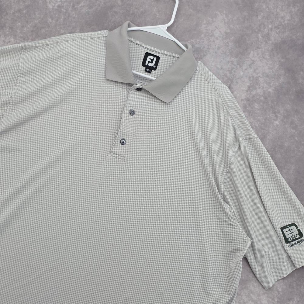 FootJoy FJ Mens XXL Golf Polo‎ Shirt Gray Micro Check Performance Stretch